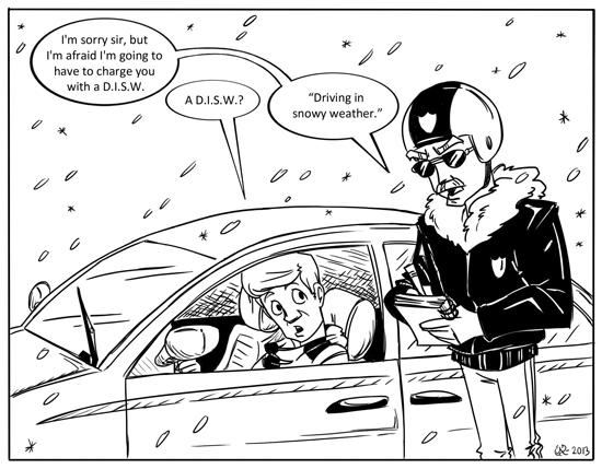 Driving skills fail when snow falls