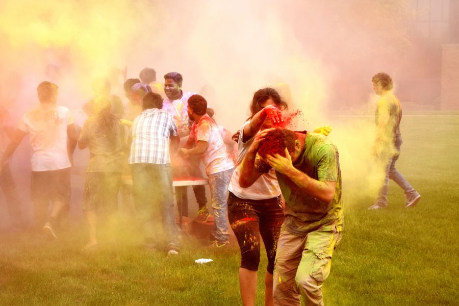 Holi Celebration tints the colonnade