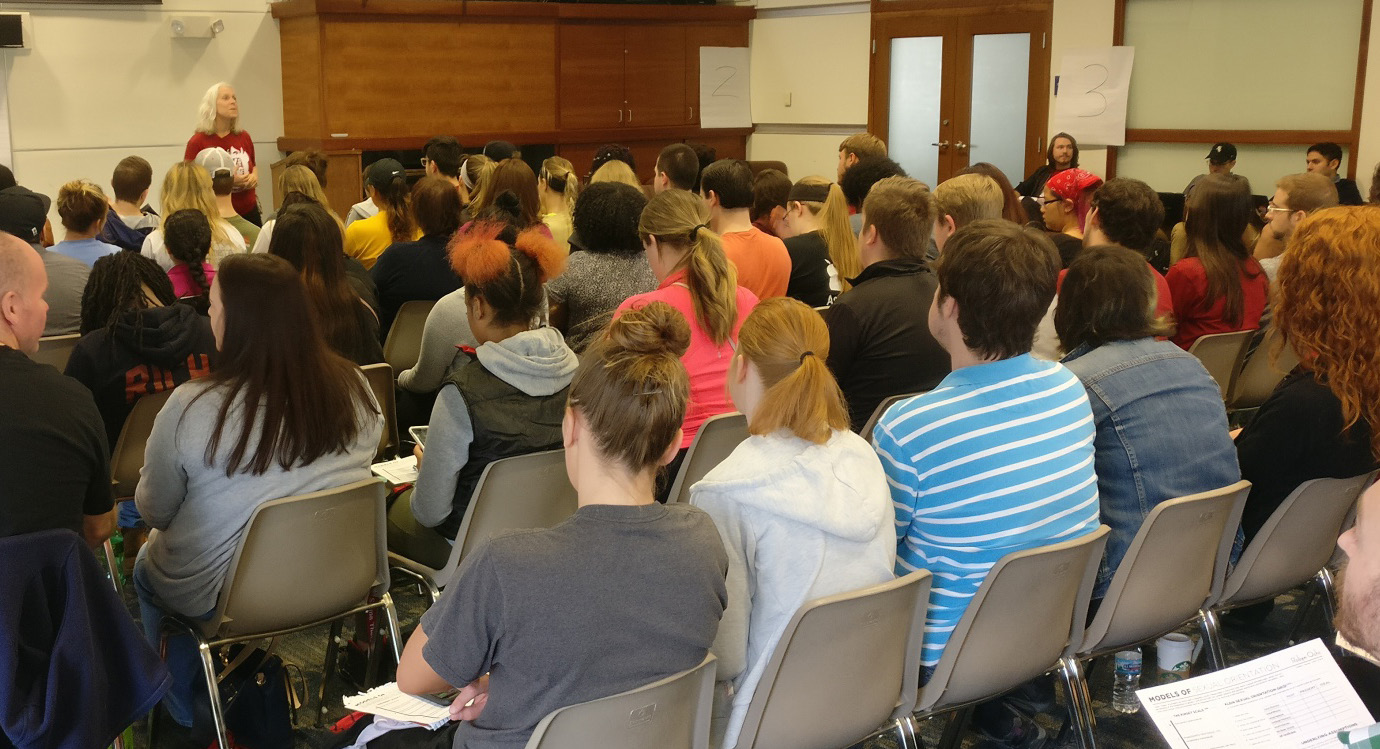 Crowd listens to the speaker at last fridays ECCE event