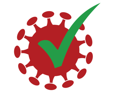 A virus particulate with a checkmark in it. | Photo Credit: Wikipedia Commons