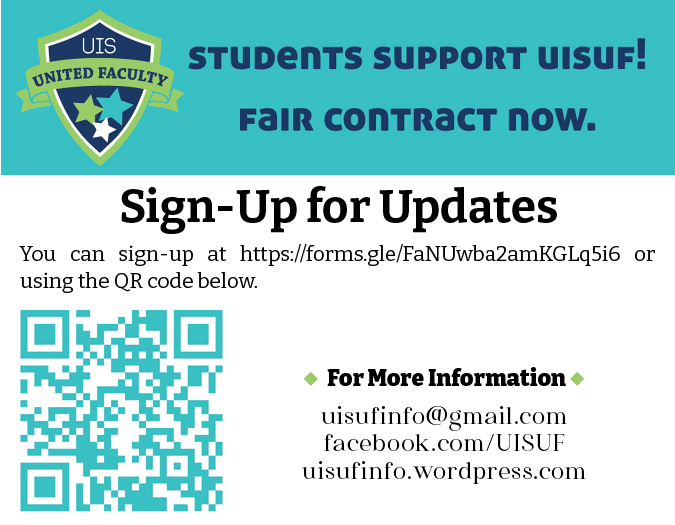 Flyer for Student Sign Up to support the UIS Faculty Negotiations. | Photo Credit: UIS United Faculty