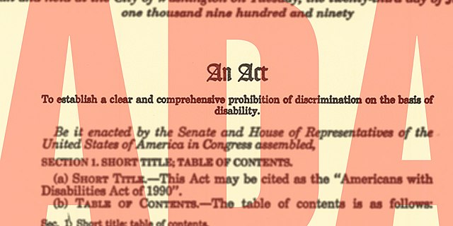 An excerpt of the ADA Compliance Act | Photo credit: Michigan Lt. Governor, CC Public Domain via Wikimedia Commons