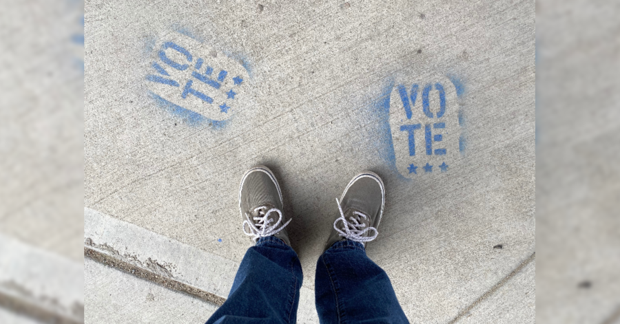 Voting art on the sidewalk | Photo credit: Phil Scruggs