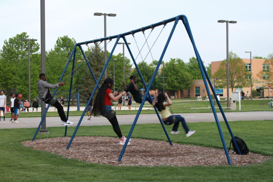 UIS Students playing golf at the Block Party | Photo Credit: Bwayisak Tanko