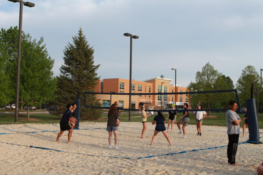 UIS Students playing volleyball at the Block Party | Photo Credit: Bwayisak Tanko