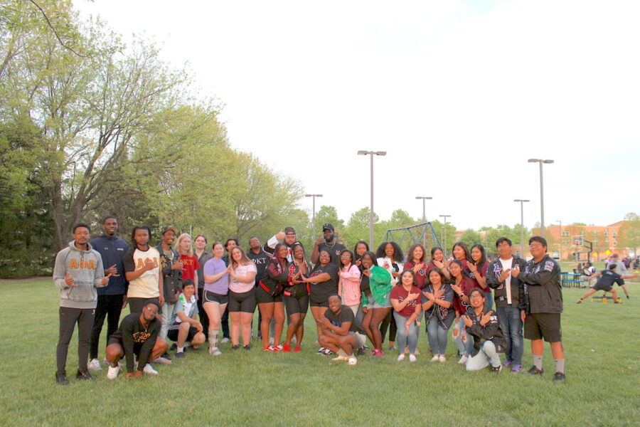 UIS Students posing for a group photo at the Block Party | Photo Credit: Bwayisak Tanko