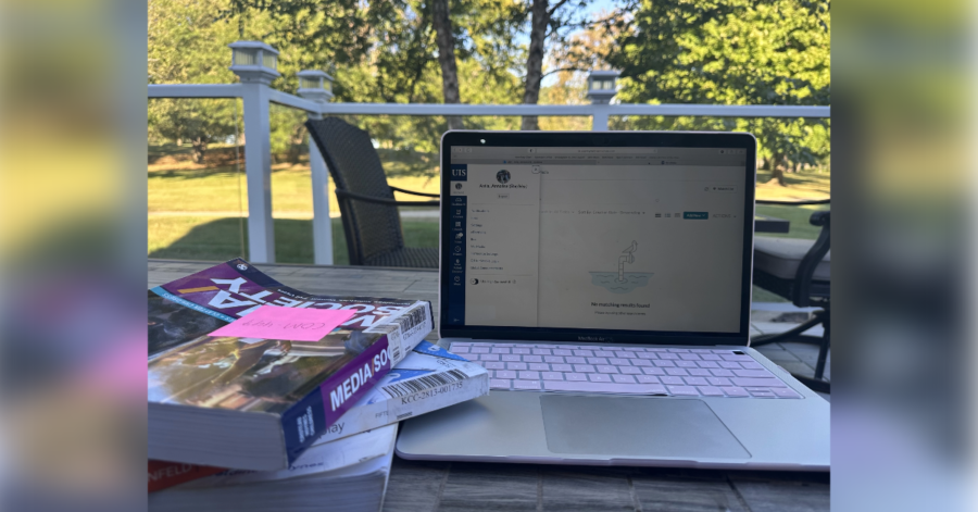 My online learning setup on my deck while it is still warm outside
Photo Credit:Analise Avila
