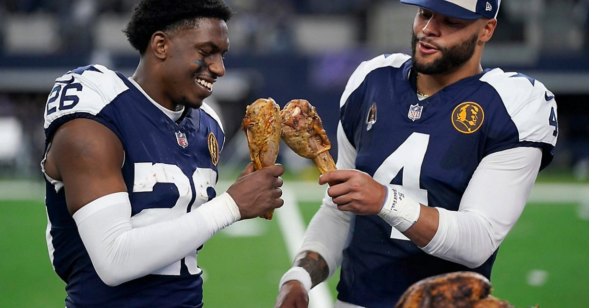 Time to Eat |
Pictured in Photo: DaRon Bland and Dak Prescott
| Photo Credit: AP Photo/Sam Hodde