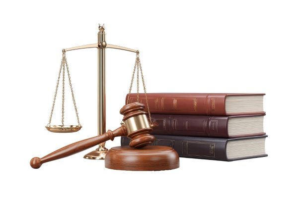 An image of scales, a gavel and a stack of books.