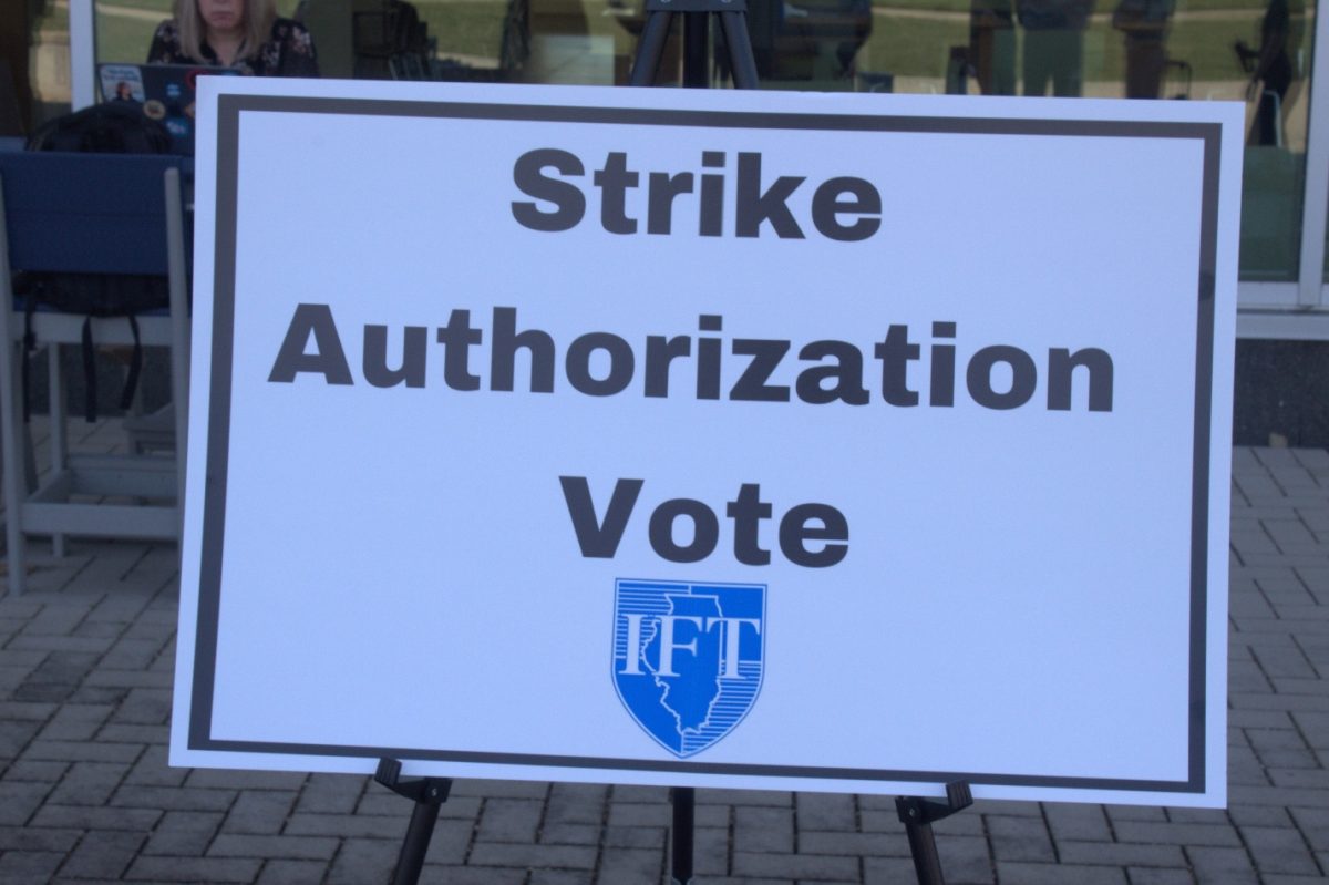 A sign from the March 19, 2026, rally where both United Faculty and the Support Staff union voted to authorize strikes. 